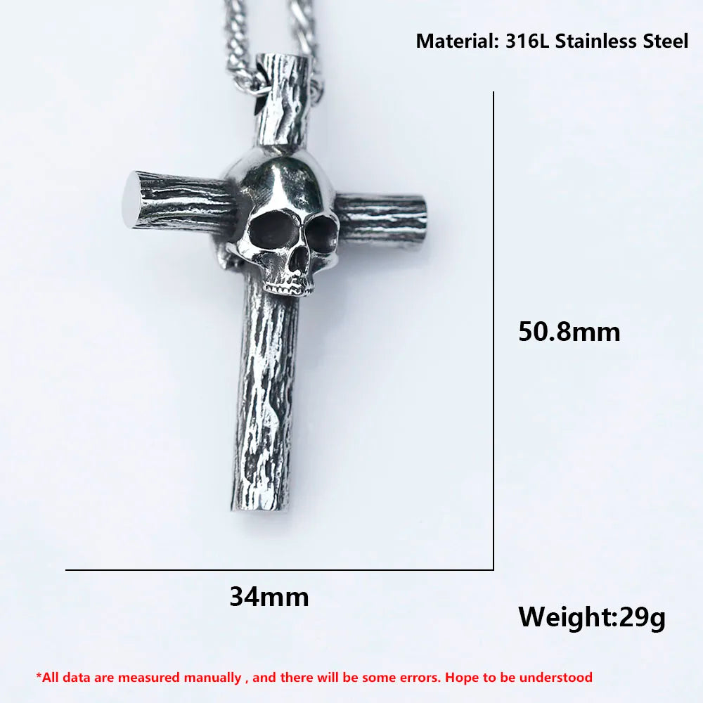 Skull Cross Stainless Steel Pendant Necklace