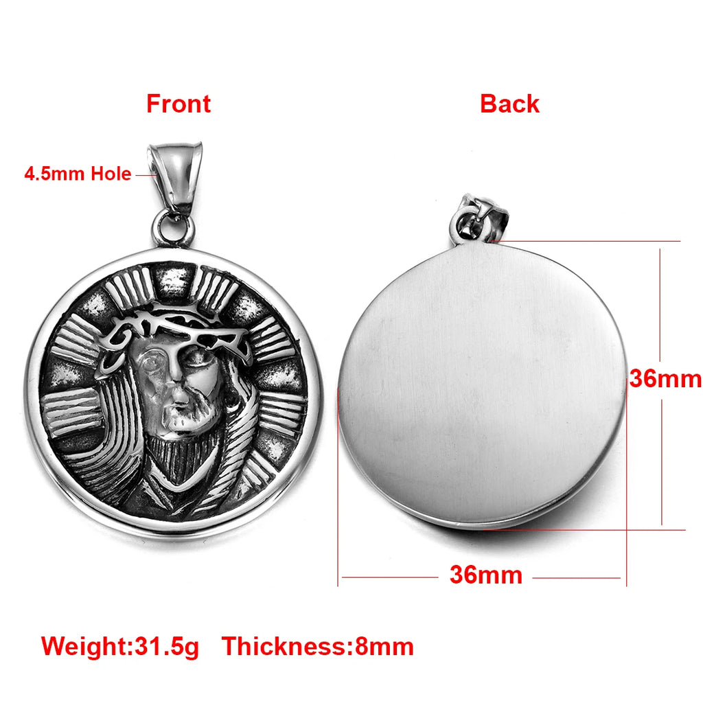 Norse Viking Rune Round Pendant Necklace — Stainless Steel