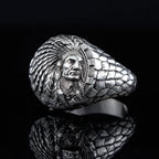 Indian Chief Biker Ring — 925 Silver