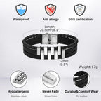 Leather 3-Layer Black Bracelet — Stainless Steel
