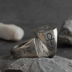 New Vintage Fashion Trend Ancient Egyptian Gods Eye of Horus Death Anubis Graphic Ring Men's Open Adjustable Ring