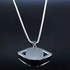 Hamsa Evil Eye Pendant Necklace — Stainless Steel