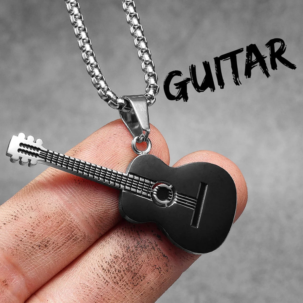 Guitar Tape Pendant Necklace Stainless Steel