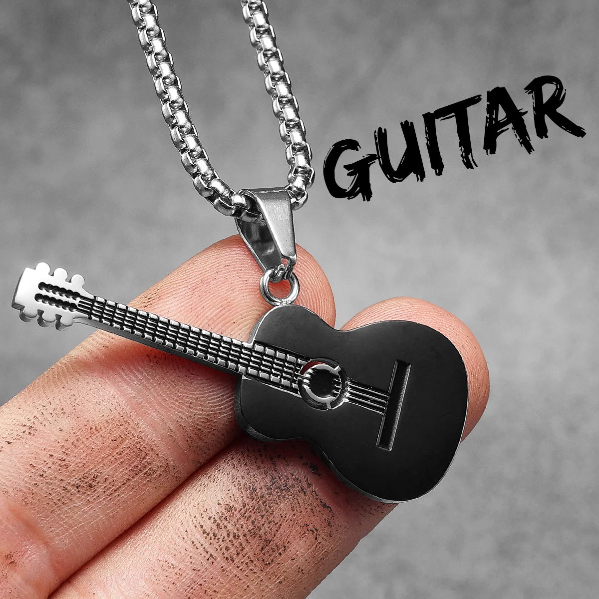 Guitar Tape Pendant Necklace Stainless Steel
