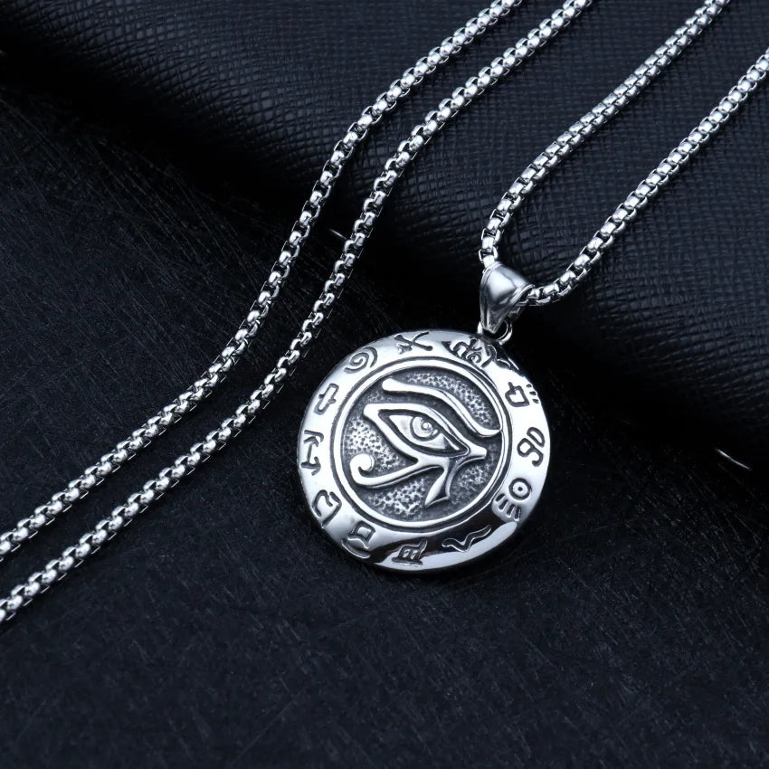 Silver Eye of Horus Pendant Necklace Statement