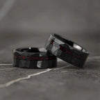 8MM Black Tungsten Carbide Rings for Man Fashion Jewelry Men's Wedding Bands Inlaid Red Opal Engagement Rings Fine Gifts Anillos