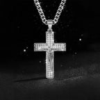 Gold-Plated Cross Necklace for Men Advanced Nanotech Tarnish-Free Cuban Figaro Rope Miami Chains with Jesus Crucifix