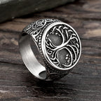 Viking Tree Of Life Ring 316L Stainless Steel Distressed Grey Norse Mythology Symbol Retro Hip Hop Men Hand Jewelry For Male Hot