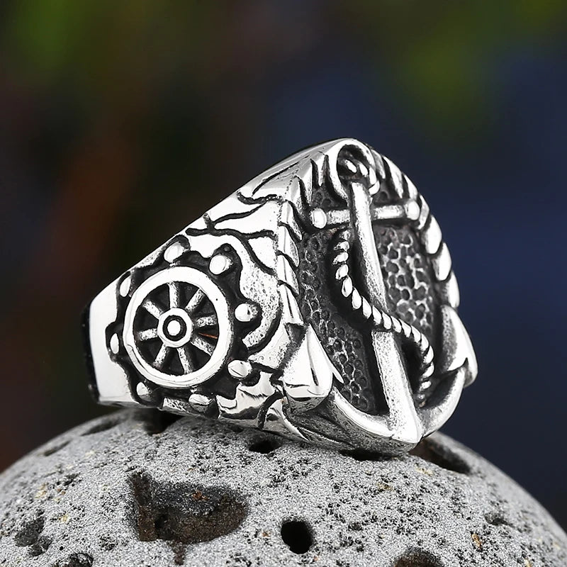 Navy Ship Anchor Classic Signet Ring — Stainless Steel