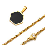 Simple Hexagon Necklaces for Men Boys,Waterproof Stainless Steel Geometric Pendant Collar, Black collar de hombres Jewelry