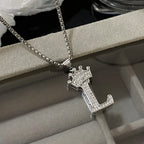 Freetry 26 Letters A-Z Zircon Crown Pendant Necklace for Women Men Punk Initial Alphabet Necklaces Hip Hop Choker Chain