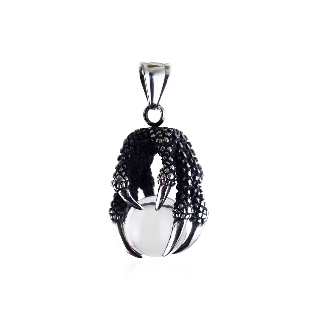Dragon Claw Stone Pendant — Stainless Steel