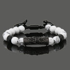 Leopard Head, Crown & Skull Beaded Bracelet — Adjustable, Braided