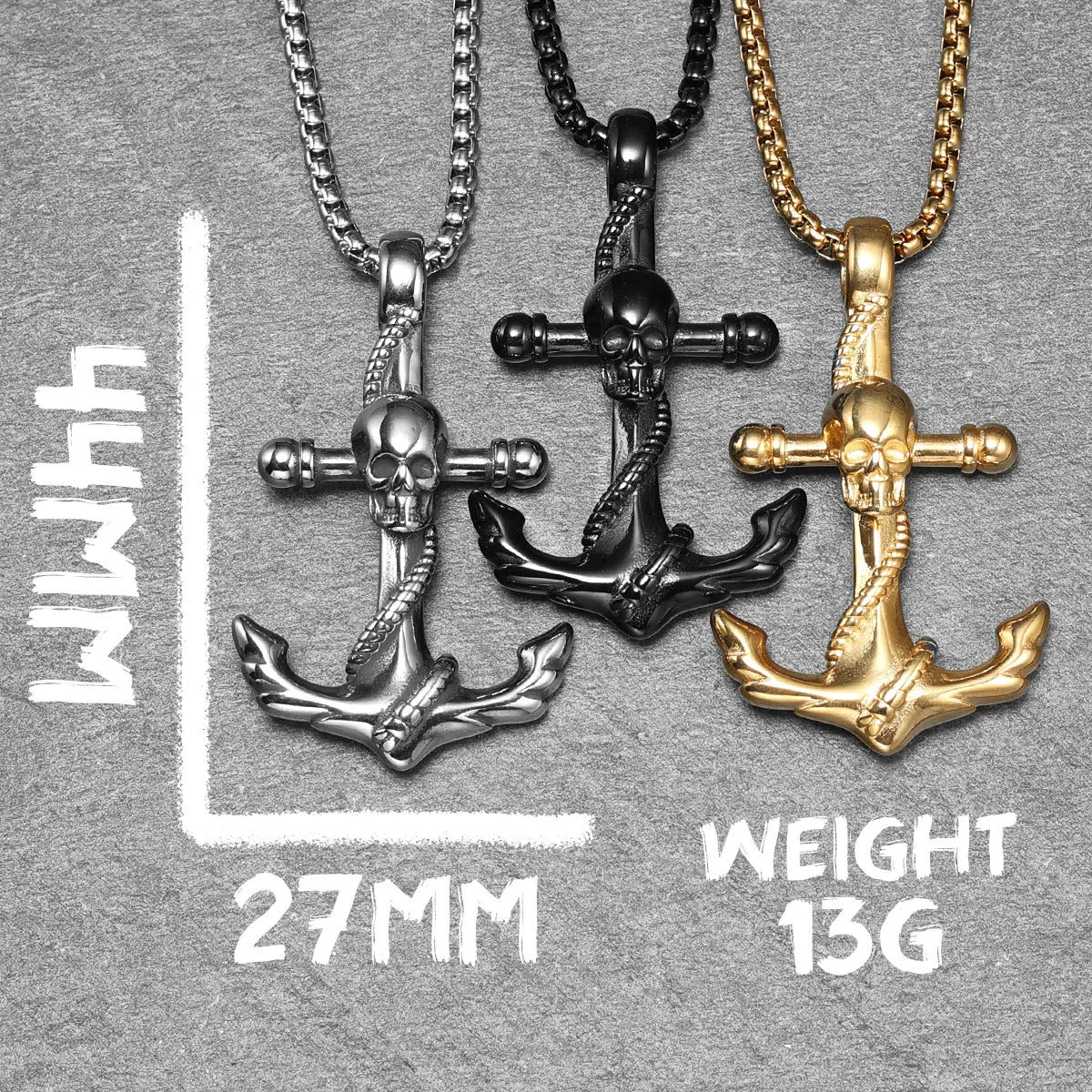 Anchor Sailor Pendant Necklace — Stainless Steel