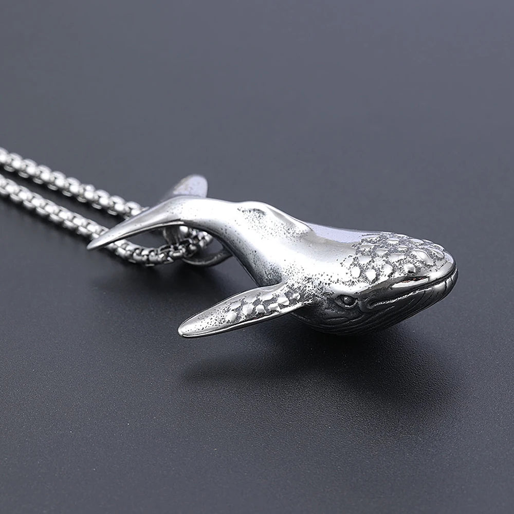 Whale Steel Pendant 316L Men Women Simple Necklace