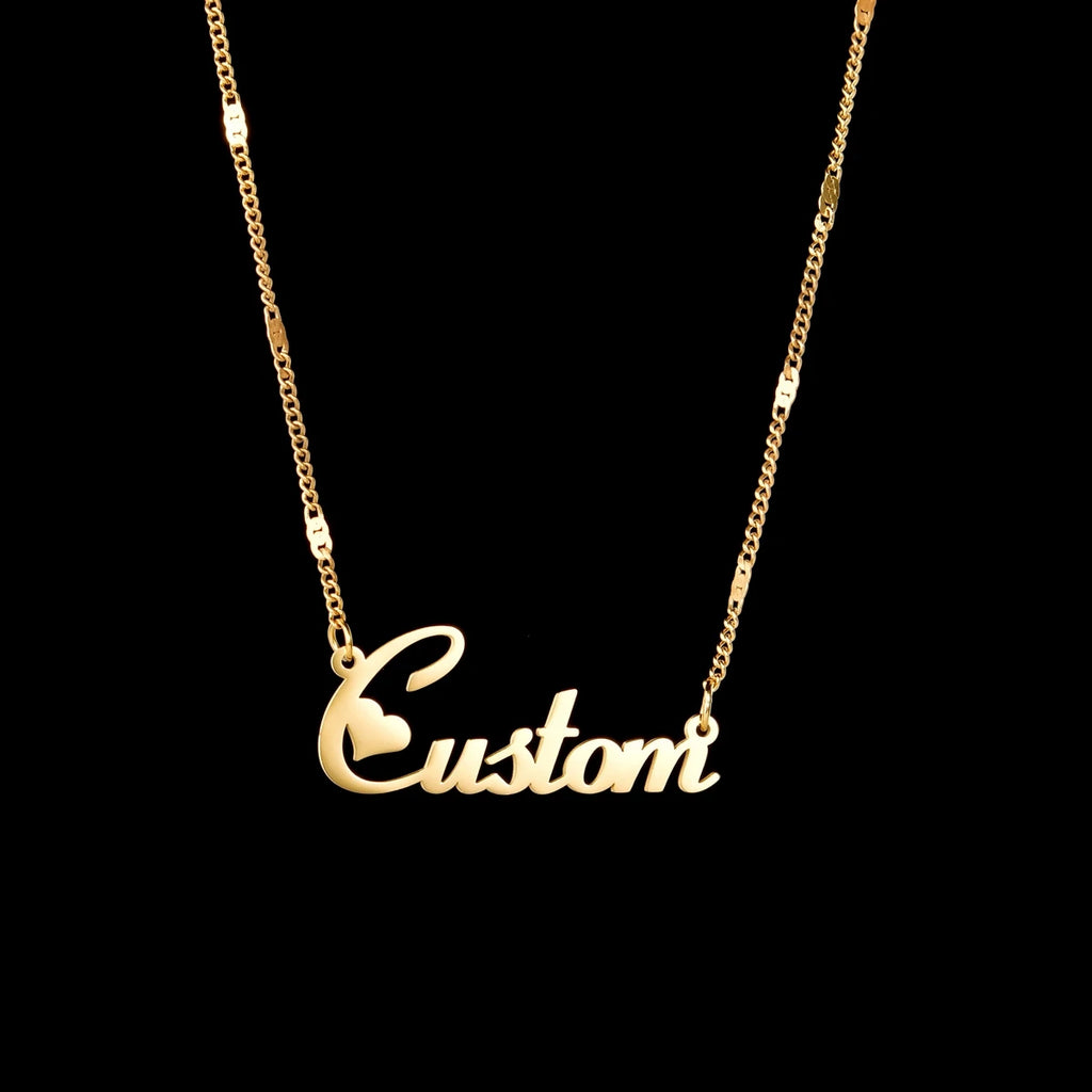 Atoztide Personalized Customized Brand Logo Names Pendant Necklace Stainless Steel Thick Chain for Men Women Jewelry