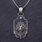 Retro Punk Turquoise Bull Head Pendant Necklace for Men Fashion Hip Hop Motorcycle Riding Trend Cool Personalized