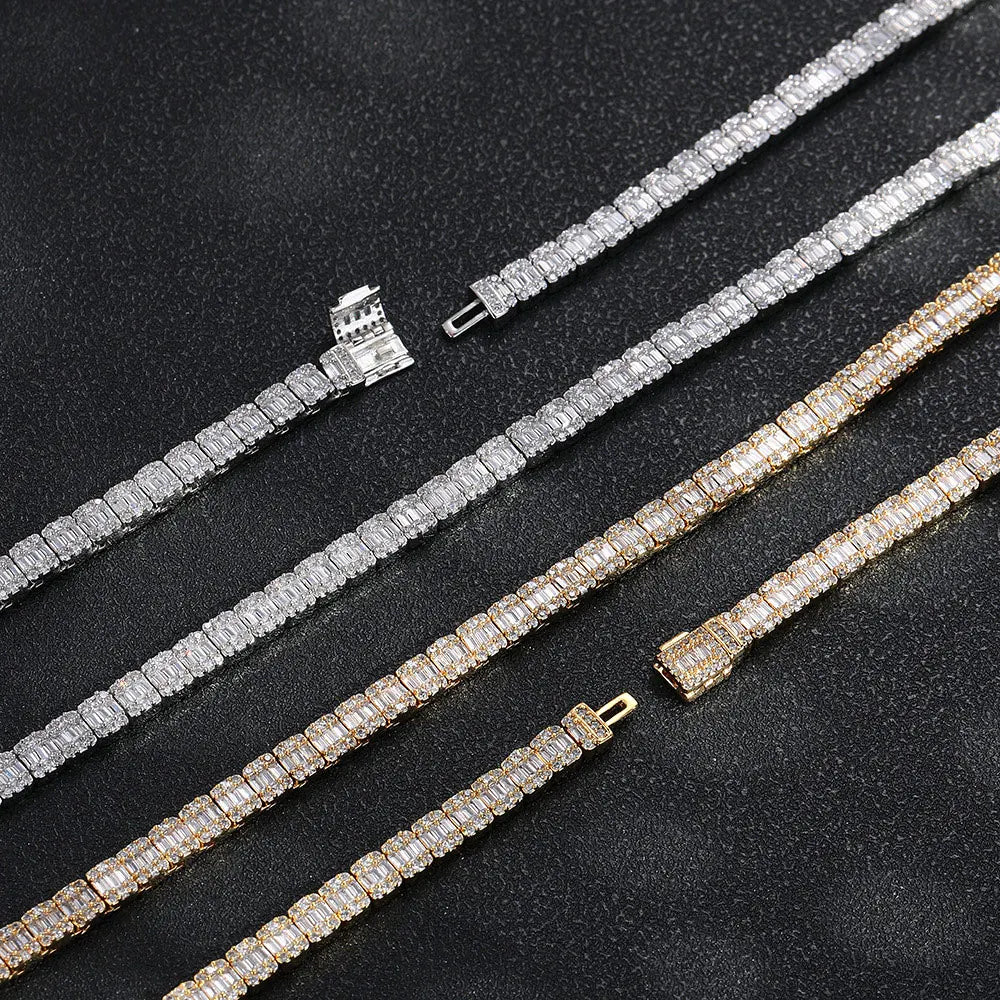Iced Out Rock Sugar Tennis Chain Miami Cuban Link Necklace 5mm