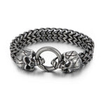 Punk Rock Man Bracelet Stainless Steel Wide Skull Head Link Chain Bracelets for Men Gothic Men's Bikers' Jewelry