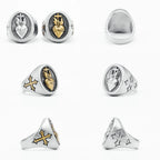 Heart of God Ring Religion Cross 316L Stainless Steel Mens Rings Amulet Rock for Male Boyfriend Biker Jewelry Gift