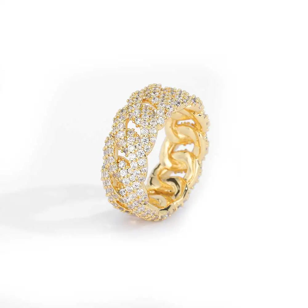 Iced Out Ring Stainless Steel Mesh CZ