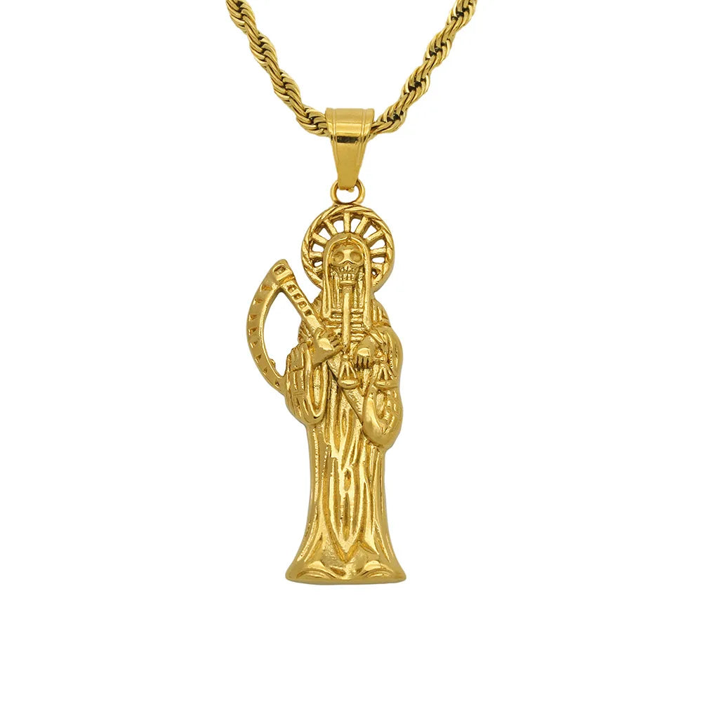New Fashion Creative Scythe Death Skull Pendant Charming Men's Necklace Hip Hop Punk Accessories Party Gift Jewelry
