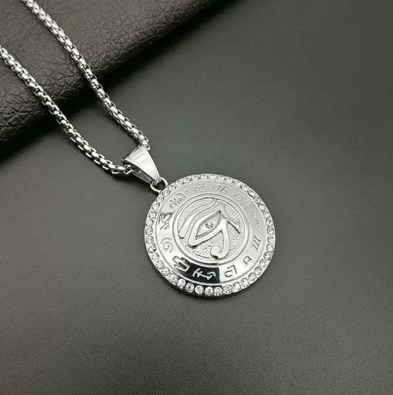 Eye of Horus, Eye of God Necklace, Rotatable Evil Eye Pendant, Men's Trendy Retro Weird Egyptian Amulet Jewelry