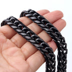 Black Cuban Chain Necklace 9-22mm — SS