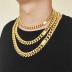NUOYA Men Fashion Cuban Link Necklace Stainless Steel PVD Plated 8/10/12/14mm Cuban Chain Jewellery Personalized Free Laser Logo