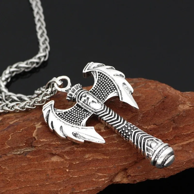 Fashion Axe Pendant Necklace Bronze Silver Axe Viking Pendants Viking Slavic Necklaces Punk Choker Jewelry Wholesale Accessories