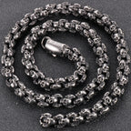 12MM Width Men's Stainless Steel Skull Head Link Chain Necklace Punk Rock On Neck Skeleton Jewelry Gothic Style