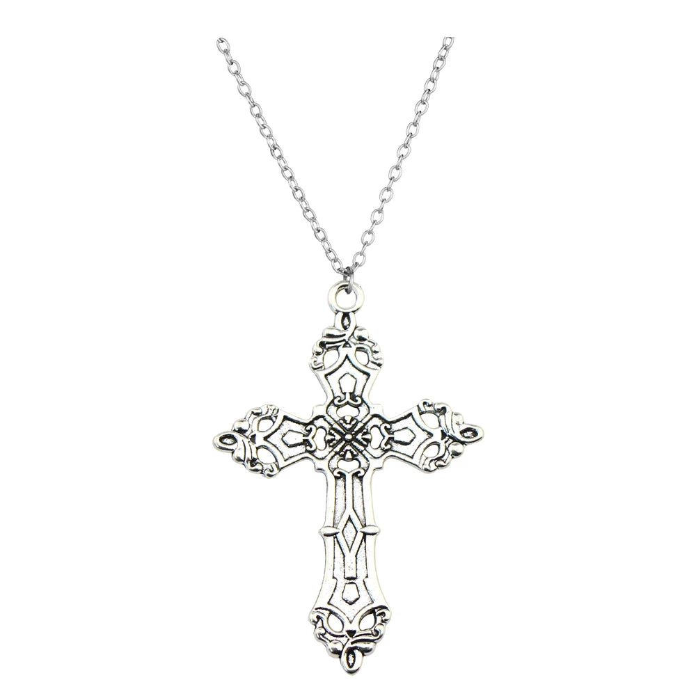 Anime Cross Chain Pendant Necklace — Zinc Alloy