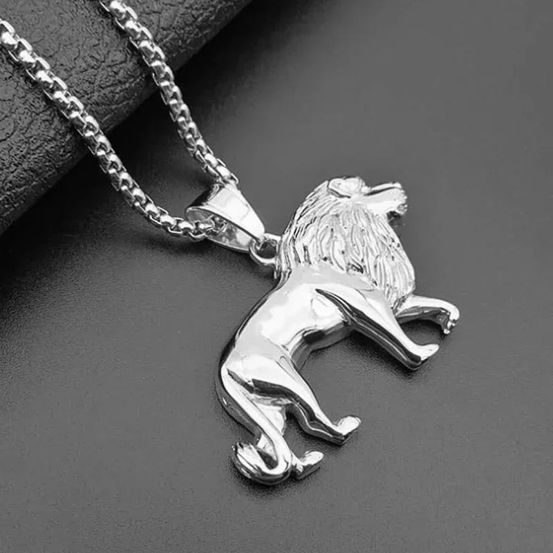 Domineering Ferocious Tiger Head Pendant Stainless Steel Animal Necklace Men's Punk Trend Cool Jewelry Boy Gift