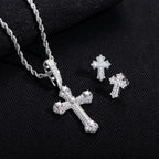 Iced Out Cross Necklace Set — 925 Silver