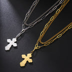 Dawapara Eastern Orthodox Serbian Cross Pendant Necklace Stainless Steel Jewelry Talisman Charm Necklaces