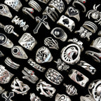 12/24/48/100Pieces Vintage Punk Rings Set For Women Men Mix Style Hip Hop Heart Snake Skull Eye Finger Ring Jewelry