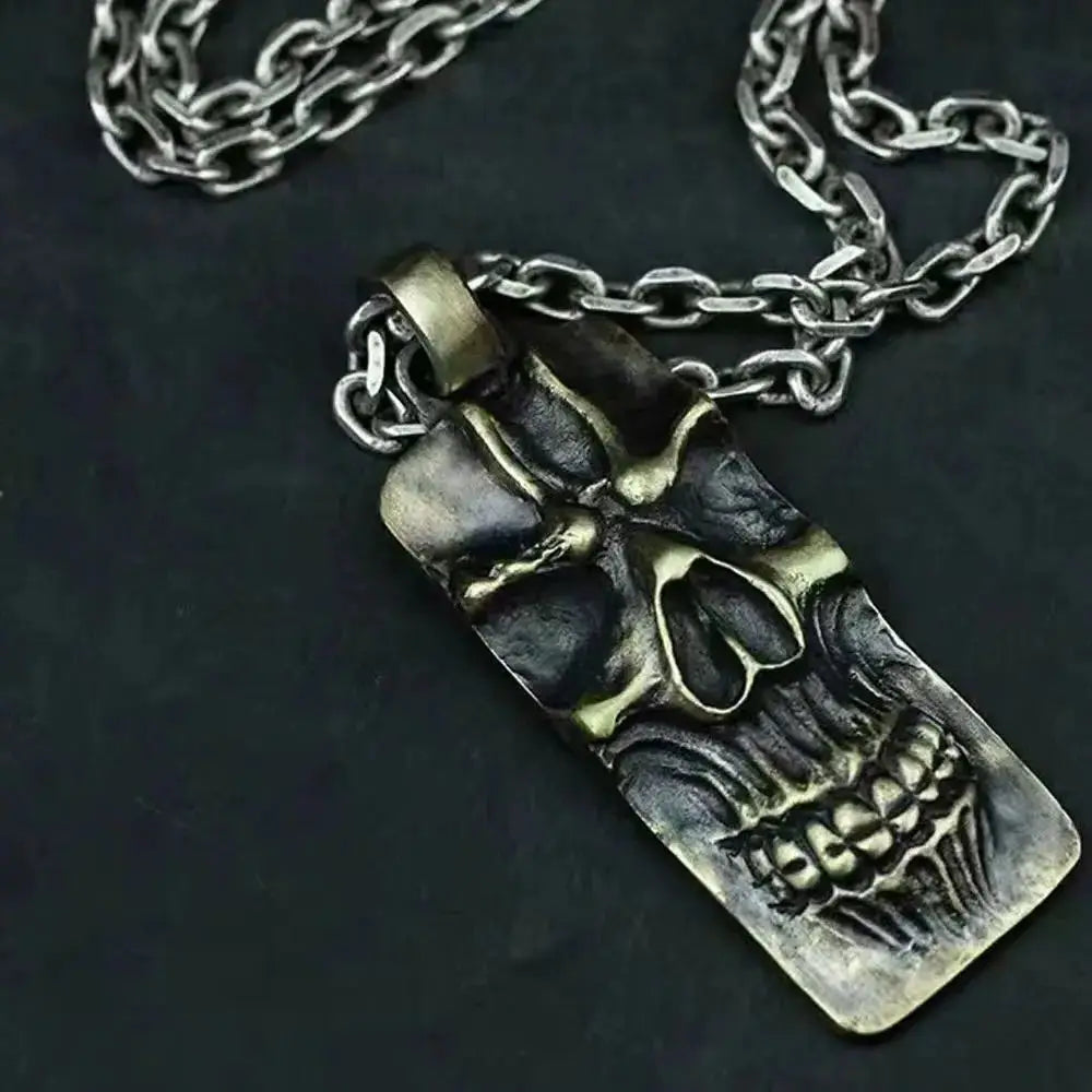 Military Tag Skull Pendant Necklace