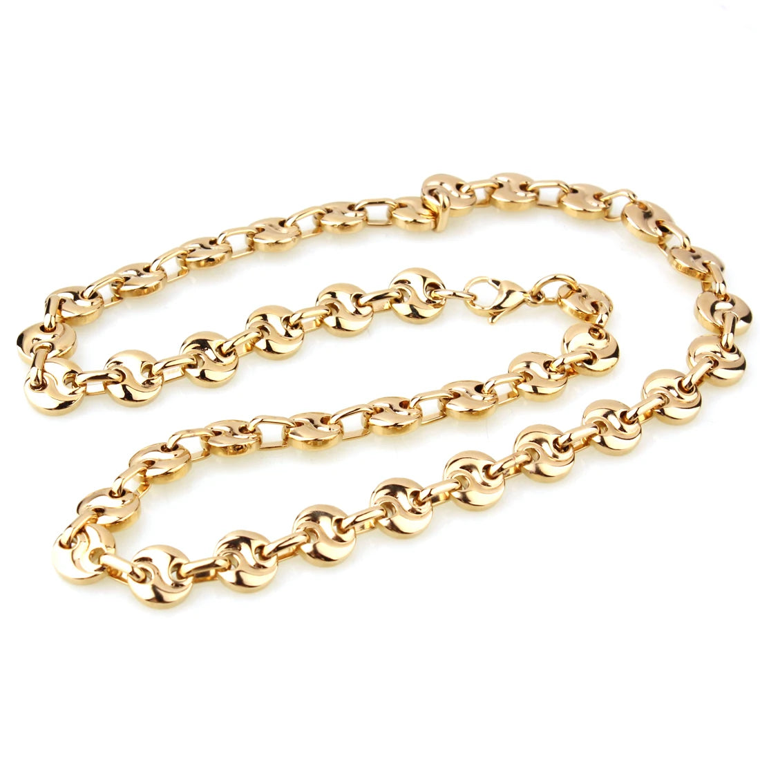 Coffee Bean Chain Necklace 10mm — Gold