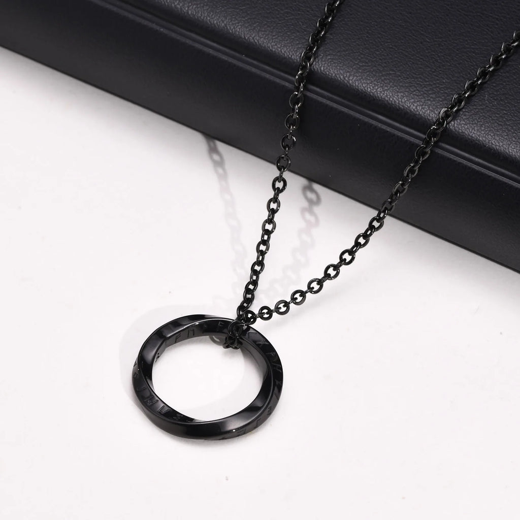 Vnox Retro Niche Viking Mobius Necklaces For Men Stainless Steel Round Pendant With 60cm Rope/Metal Chain Four Color