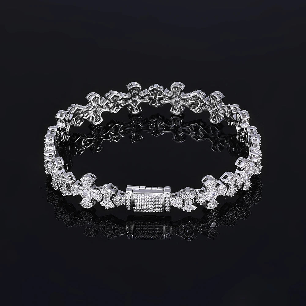 Iced Out Cross Bracelet Stainless Steel 12MM