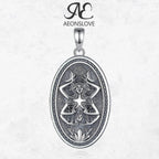 AEONSLOVE Silver Hecate Triple Moon Goddess Necklace Vintage Oval Pendant Wicca Pagan Jewelry Protection Amulet