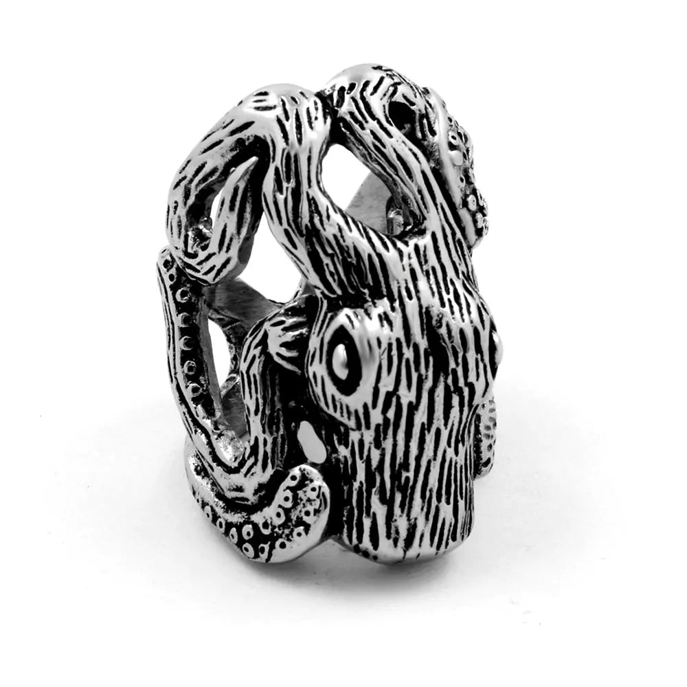 Pirate Skull Octopus Ring — Stainless Steel