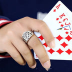 Buyee Silver Unique Ring Finger Excellent Poker Open Ring for Woman Man Fashion Punk Fine Jewelry Circle with Box