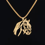 Gold Horse Head Pendant Necklace Box Chain
