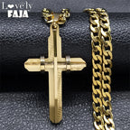 Cross Crucifix Gold Pendant Long