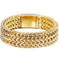 Gold Color Stainless Steel Bracelet Men 18MM Double Row Franco Curb Chain Men's Bracelets & Bangles Mannen Armband