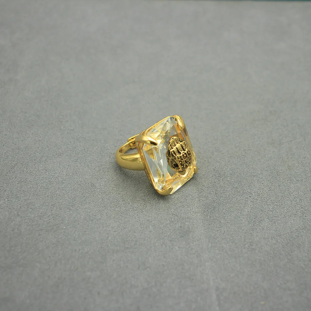 Ring Niche Styleclassy Ring Transparent Zircon Ring Copper Plated Real Gold Animal