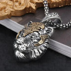 Domineering Tiger Head Pendant Men\\\'s Fashion Animal Tiger Necklace Punk Hip-Hop Trend Casual Jewelry Boyfriend Gift
