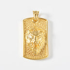 Luxury Men's Lion Tiger Square Pendant Necklace