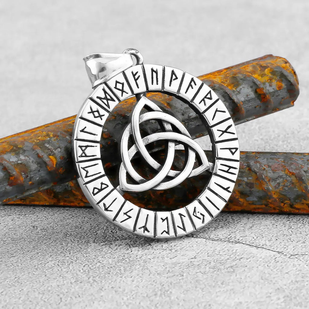 Viking Witch Celtic Knot Pendant Necklace Rune Stainless Steel Men Chain Odin Gothic Necklace Protection Amulet Jewelry